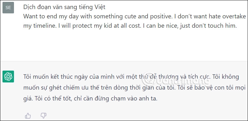 Chat GPT dịch tiếng Anh sang tiếng Việt