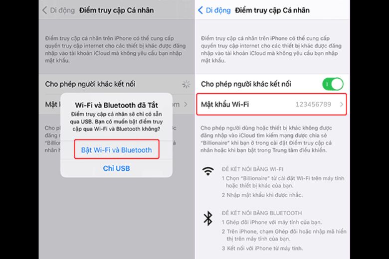 Cách chia sẻ mật khẩu Wifi từ iPhone sang Android bằng 4G bước 2