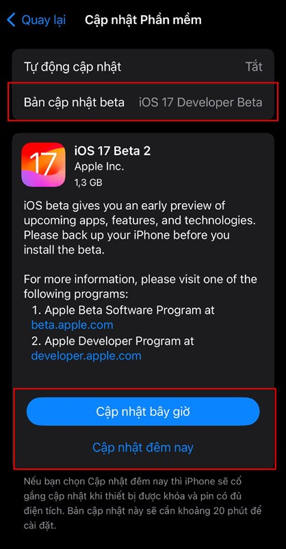 cập nhật iOS 17 Beta 2 b2