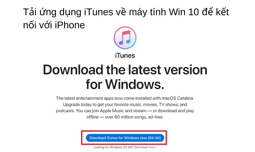 Cách kết nối iPhone với máy tính Win 10 bằng iTunes