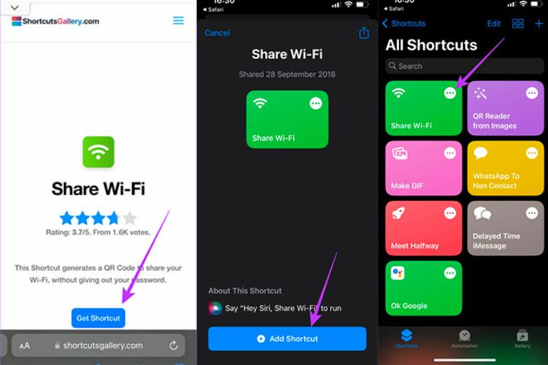 Chia sẻ mật khẩu Wifi từ iPhone sang Android bằng ứng dụng Shortcut