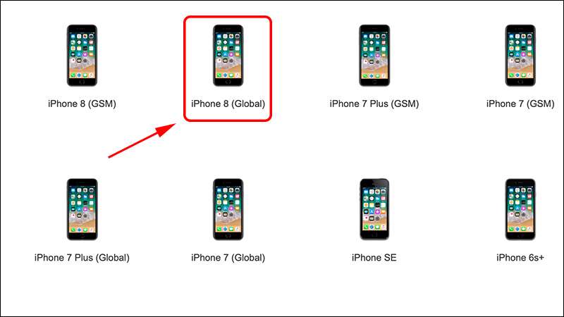 Chọn mẫu điện thoại bạn muốn hạ cấp iOS