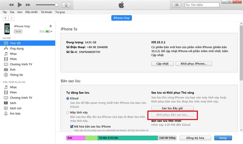 Khôi phục bản sao lưu iPhone từ iCloud