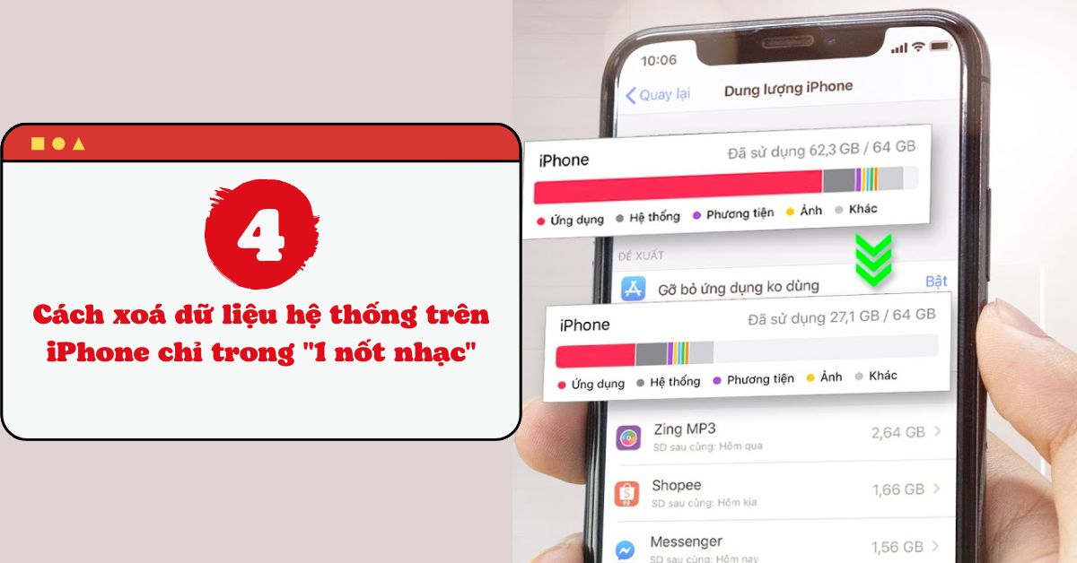 xoá dữ liệu hệ thống trên iPhone