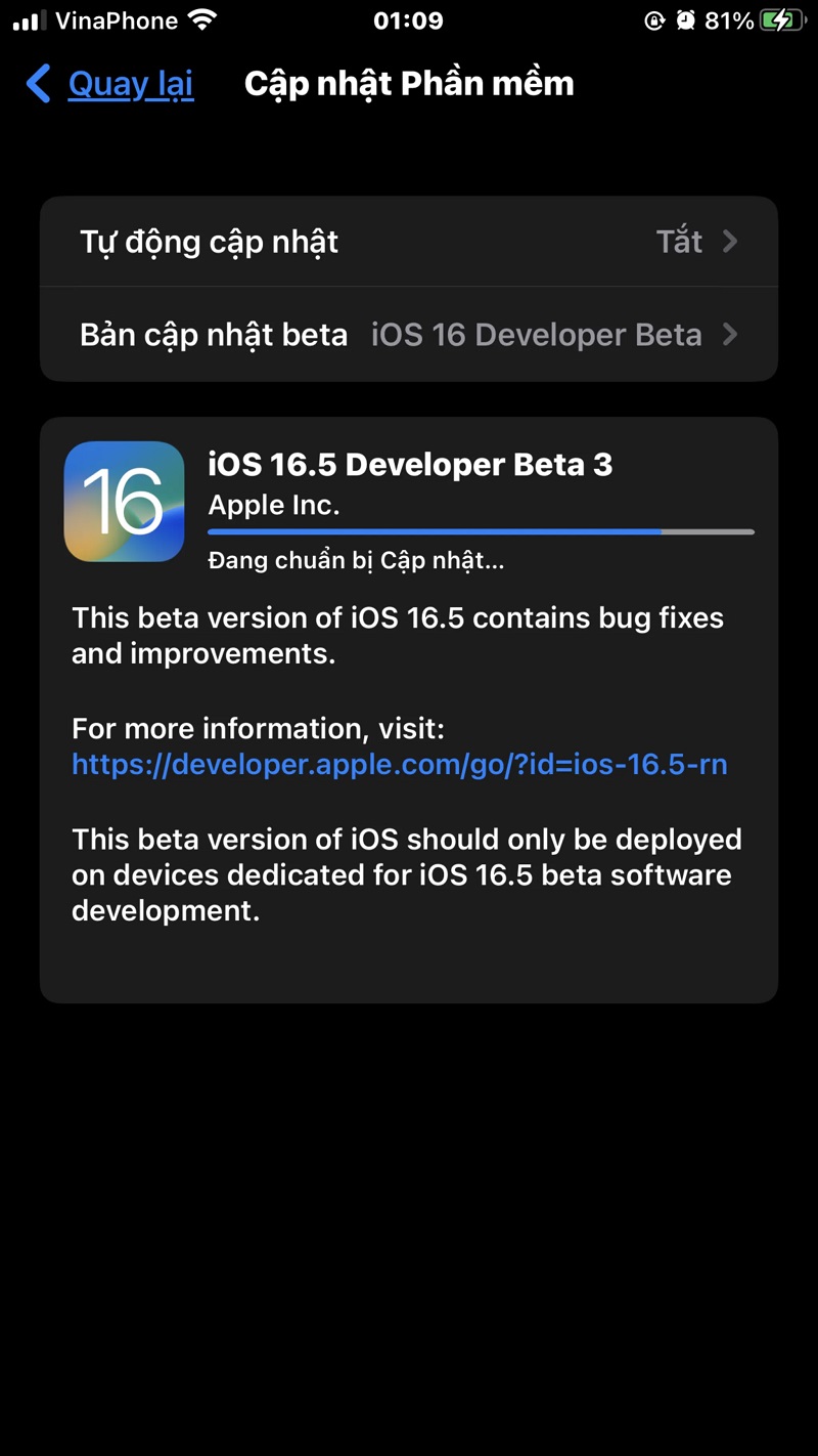 cập nhật iOS 16.5 Beta 3