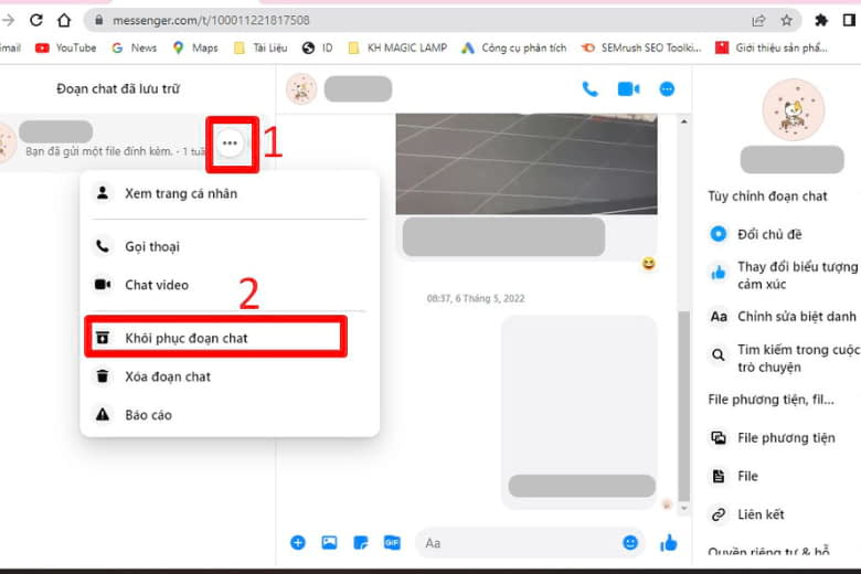 khôi phục tin nhắn Messenger thông qua web Messenger.com bước 2