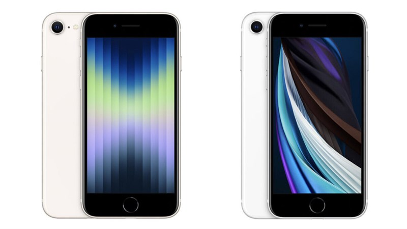 So sánh iPhone SE 2022 (Trái) và iPhone SE 2020 (Phải)