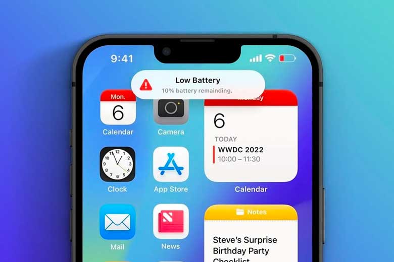 iOS 16 có giao diện thông báo pin yếu mới đẹp mắt, không gây cản trở khi sử dụng điện thoại iPhone như iOS cũ