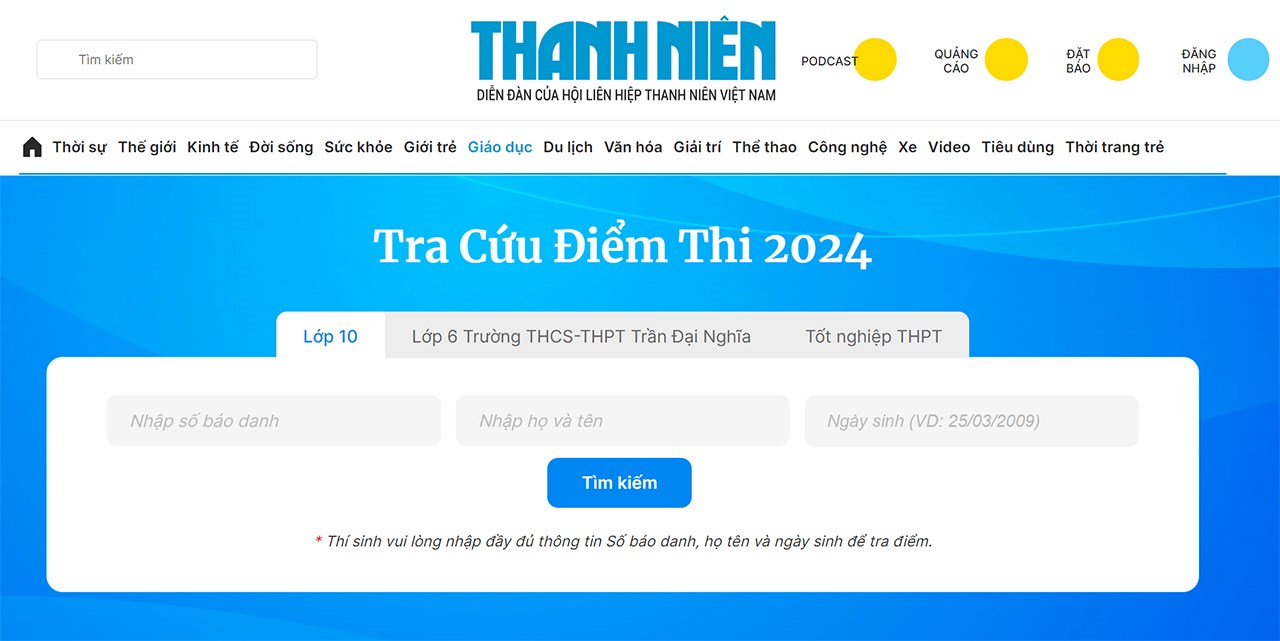 Cách Tra cứu điểm thi THPT quốc gia 2024