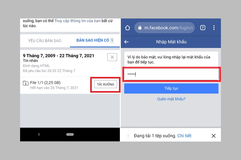 tải về tin nhắn trên Facebook Messenger