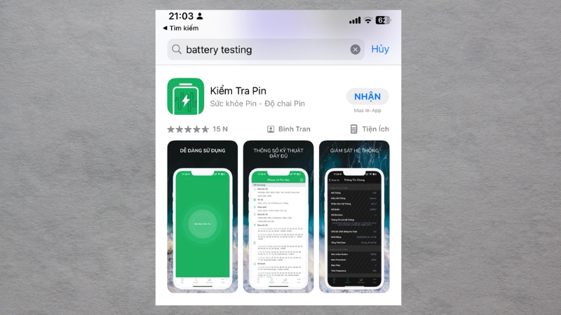 Kiểm tra pin iPhone bằng app iPhone Battery Testing